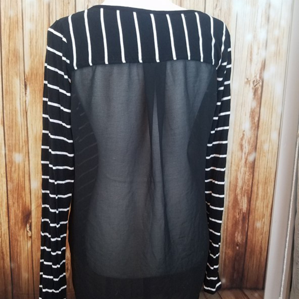 Cynthia Rowley Large Striped Top & Sheer Back